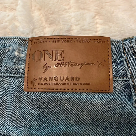 One Teaspoon Vanguard Distressed Bottom Fly Denim Mini Skirt - Picture 6 of 8